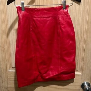 Vintage Red Leather Mini Skirt